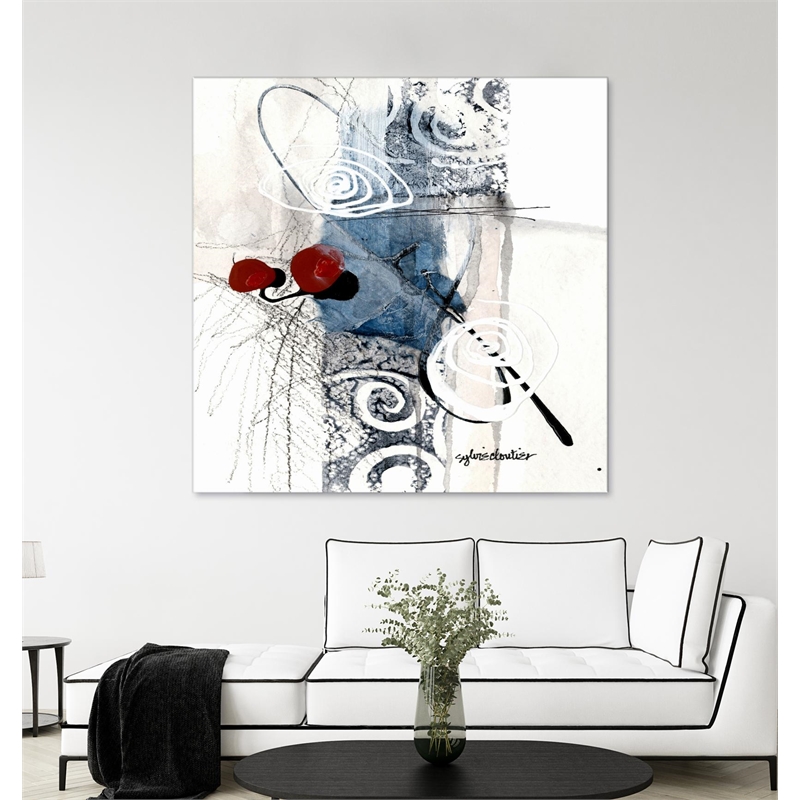 Giant Art 54x54 Zone Bleue Fine Art Giant Canvas Print in Red