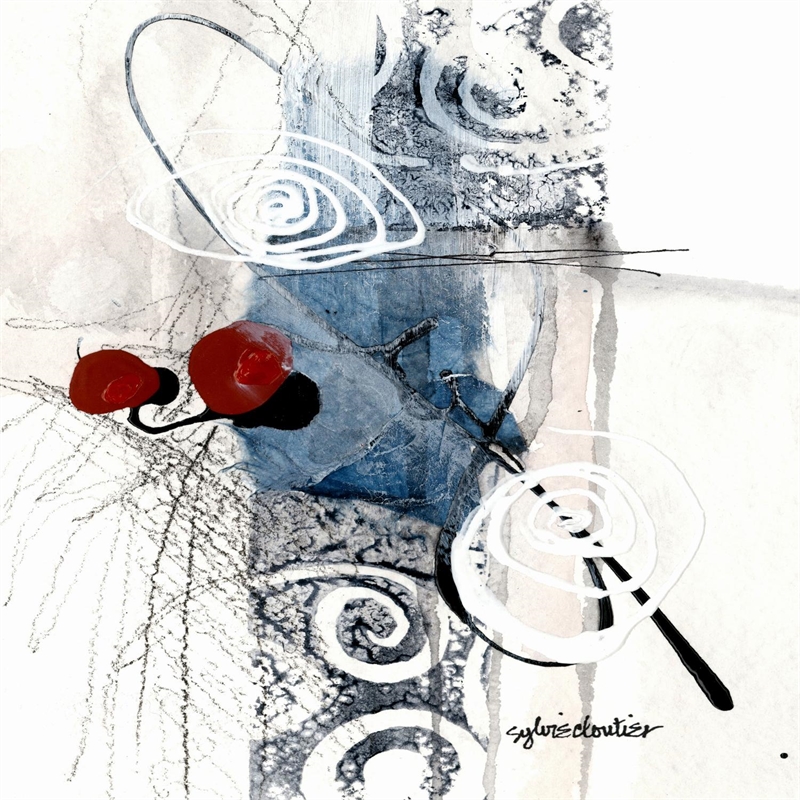 Giant Art 54x54 Zone Bleue Fine Art Giant Canvas Print in Red