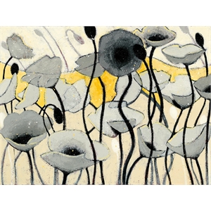 Giant Art 72x54 Snow Day Gray Flower Fine Art Giant Canvas Print in Yellow