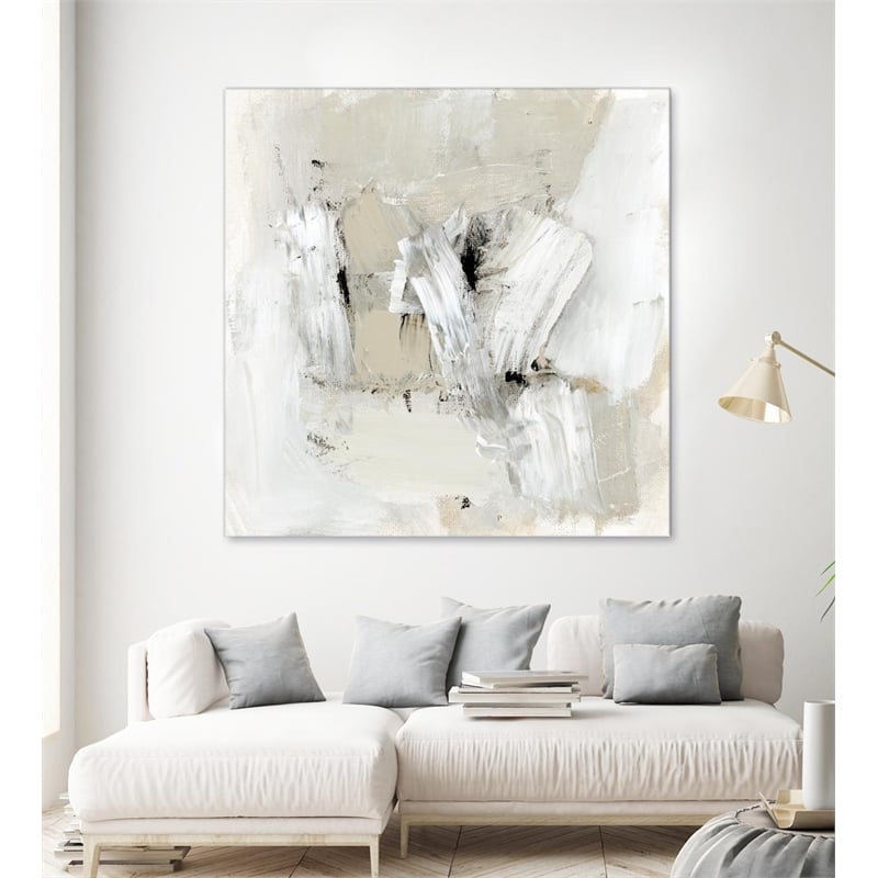 Giant Art 54x54 Neutral Brushstrokes I Fine Art Giant Canvas Print in White