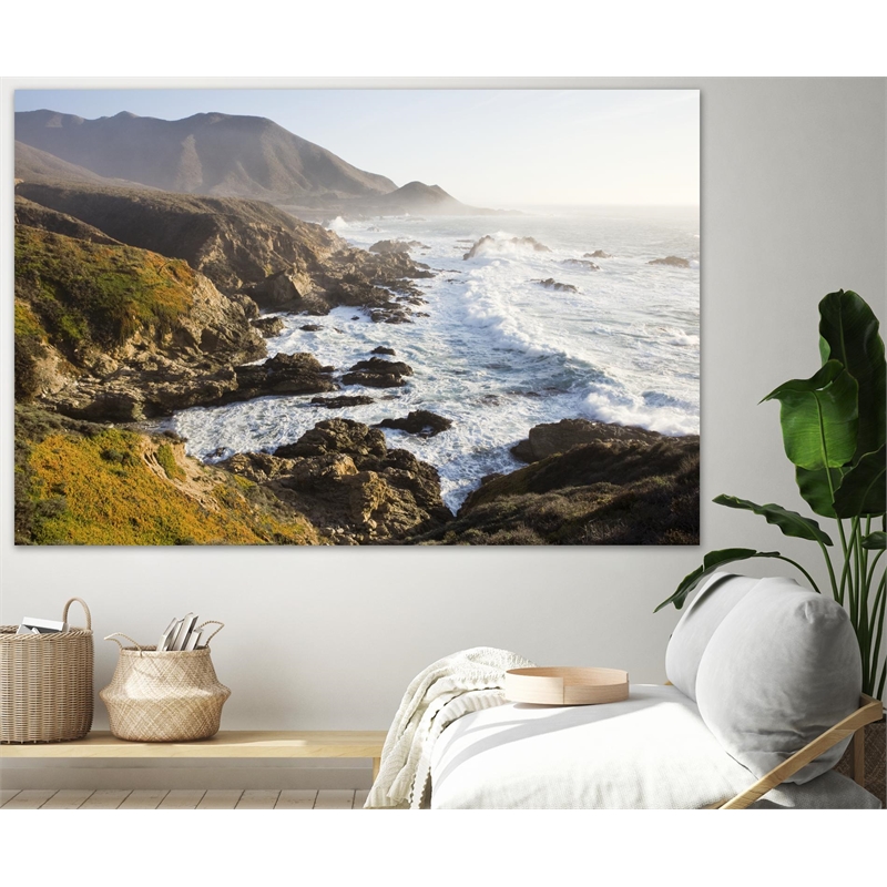 Giant Art 72x48 Big Sur Wave 2 Fine Art Giant Canvas Print in White