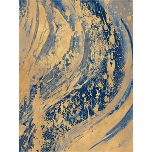 Giant Art 72x54 Blue And Gold Wave Fine Art Giant Canvas Print in Multi-Color
