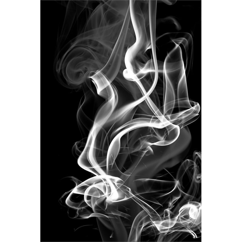 Giant Art 84x54 Black Smoke Abstract Fine Art Giant Canvas Print in White