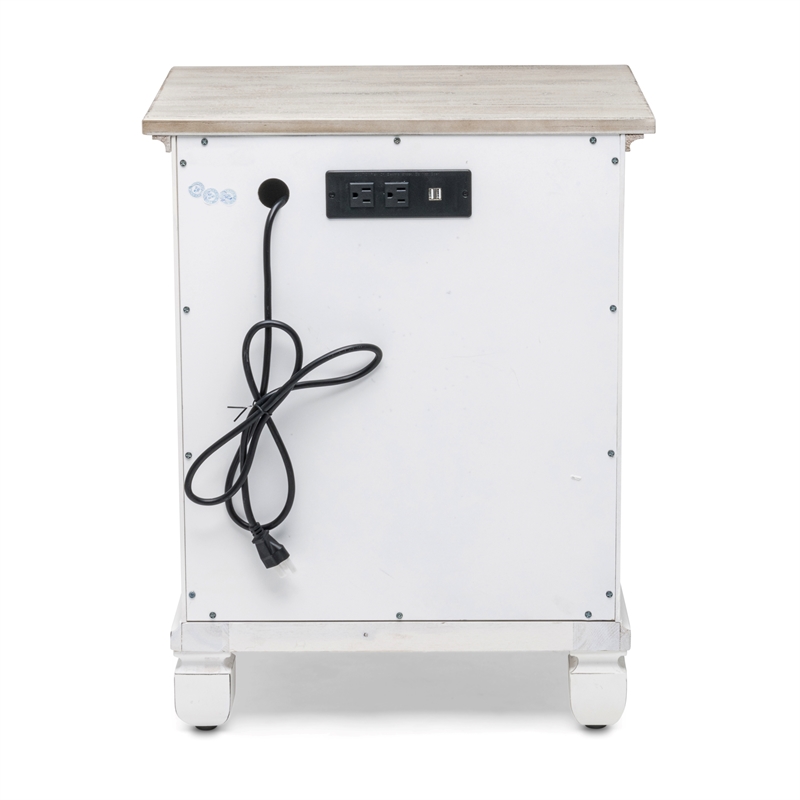 Sea Wind Florida Islamorada 2-Door Wood Nightstand with Drawer in Gray/White