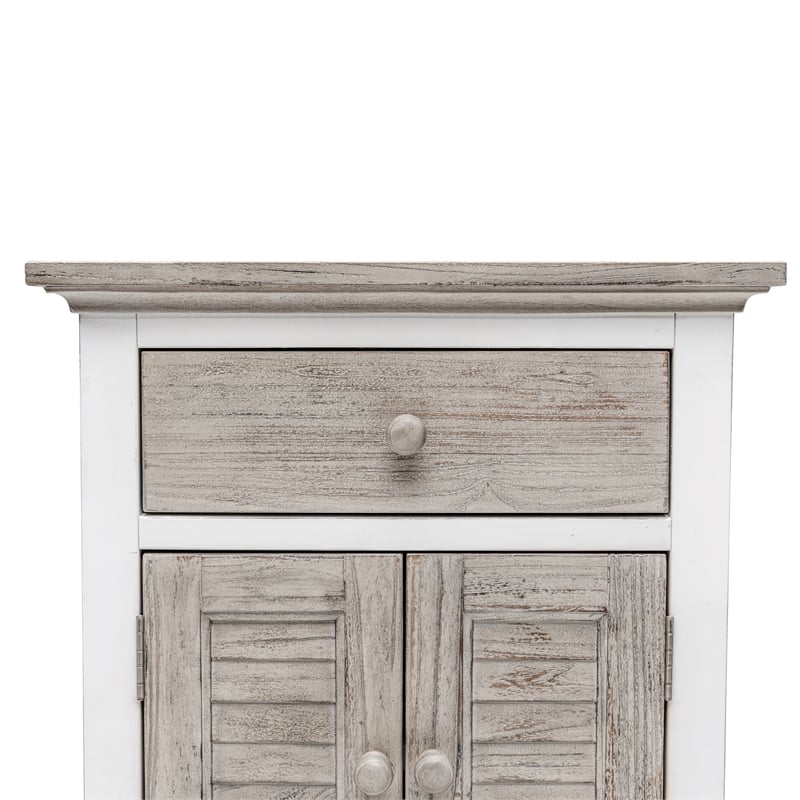 Sea Wind Florida Islamorada 2-Door Wood Nightstand with Drawer in Gray/White