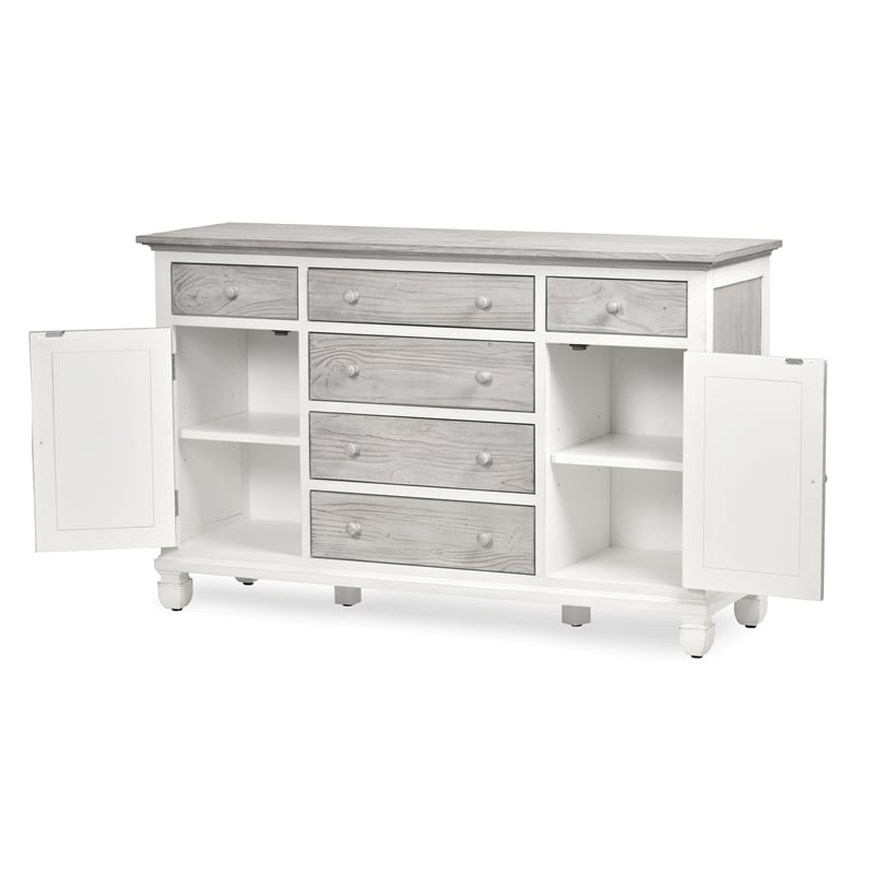Sea Wind Florida Islamorada Wood Dresser with 6 Drawers in Gray/White