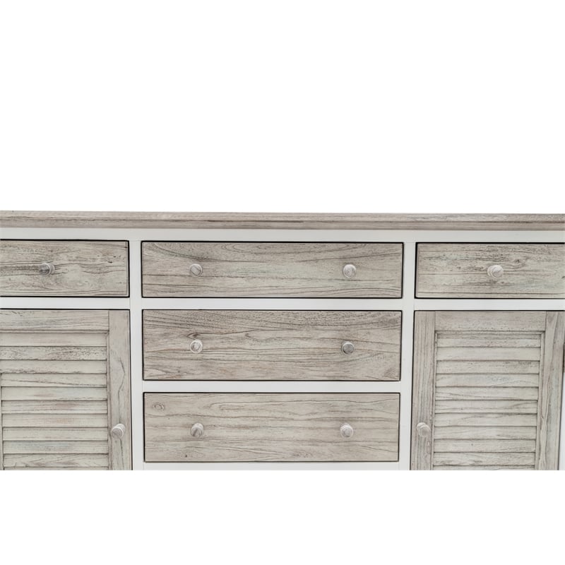 Sea Wind Florida Islamorada Wood Dresser with 6 Drawers in Gray/White