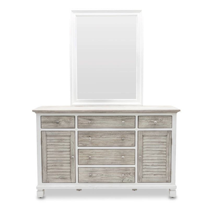 Sea Wind Florida Islamorada Wood Dresser with 6 Drawers in Gray/White