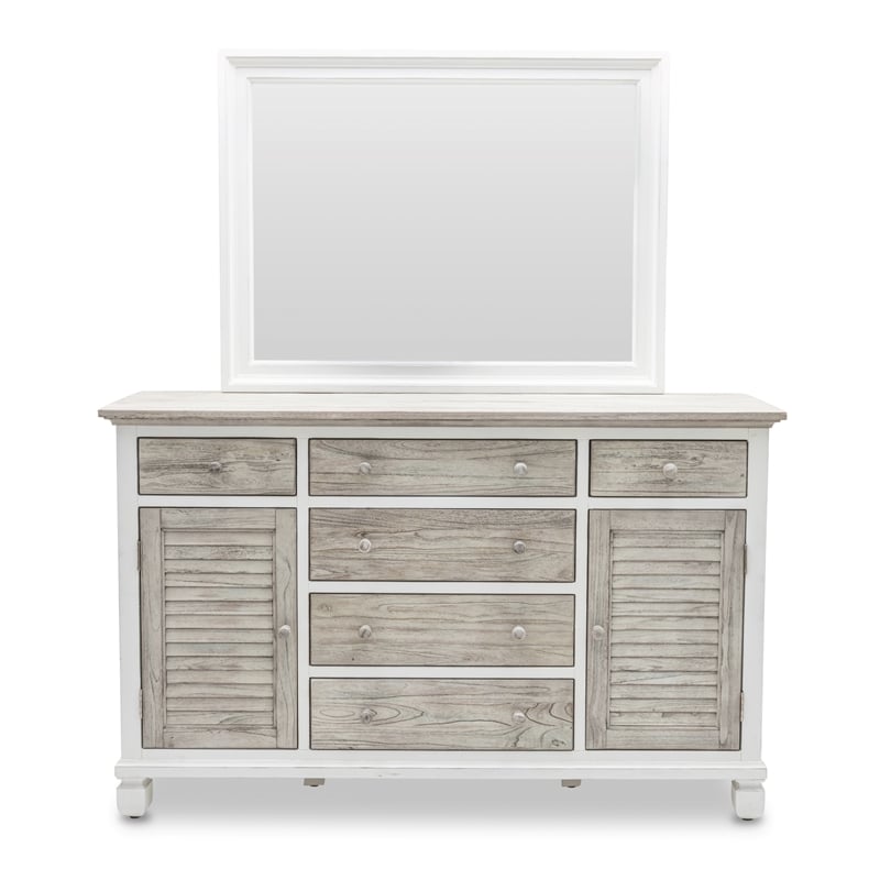 Sea Wind Florida Islamorada Wood Dresser with 6 Drawers in Gray/White