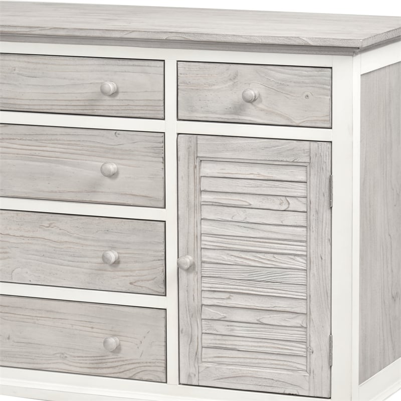 Sea Wind Florida Islamorada Wood Dresser with 6 Drawers in Gray/White