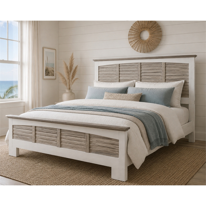 Sea Wind Florida Islamorada Wood King Headboard in Gray/White
