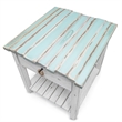 Sea Wind Florida Picket Fence Wood End Table with Drawer in White/Blue