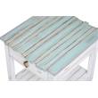 Sea Wind Florida Picket Fence Wood End Table with Drawer in White/Blue