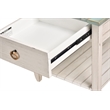 Sea Wind Florida Picket Fence Wood End Table with Drawer in White/Blue