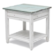 Sea Wind Florida Picket Fence Wood End Table with Drawer in White/Blue