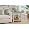 Sea Wind Florida Picket Fence Wood End Table with Drawer in White/Blue