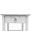 Sea Wind Florida Picket Fence Wood End Table with Drawer in White/Blue
