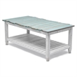 Sea Wind Florida Picket Fence Wood Coffee Table in White/Blue
