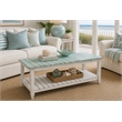 Sea Wind Florida Picket Fence Wood Coffee Table in White/Blue