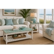 Sea Wind Florida Picket Fence Wood Coffee Table in White/Blue