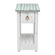 Sea Wind Florida Picket Fence Wood Chairside Table with Drawer - Blue