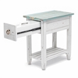 Sea Wind Florida Picket Fence Wood Chairside Table with Drawer - Blue