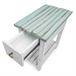 Sea Wind Florida Picket Fence Wood Chairside Table with Drawer - Blue