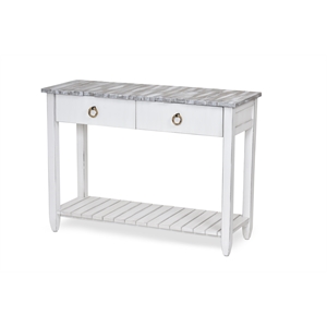 Sea Wind Florida Picket Fence Wood Console Table with Drawers in White/Gray