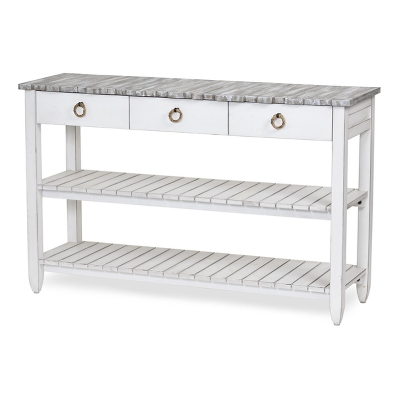 Sea Wind Florida Picket Fence Wood Entertainment Center with Drawers in Gray
