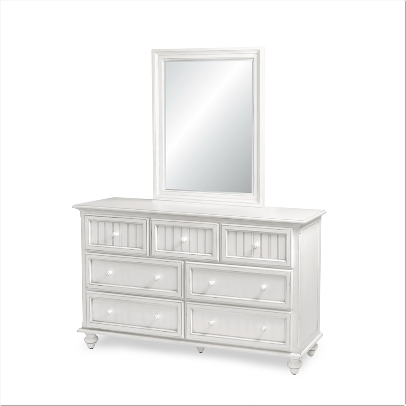 Sea Wind Florida Monaco Rectangle Coastal Wood Mirror in White