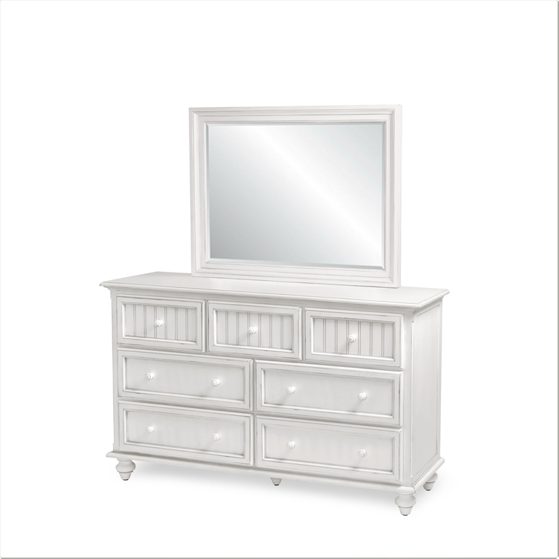 Sea Wind Florida Monaco Rectangle Coastal Wood Mirror in White