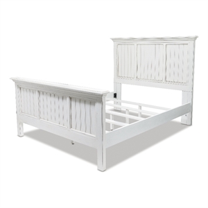 Sea Wind Florida Monaco Coastal Wood Queen Panel Bed in White