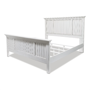 Sea Wind Florida Monaco Coastal Wood King Panel Bed in White