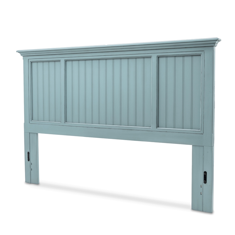 Sea Wind Florida Monaco Coastal Solid Wood King Headboard in Blue