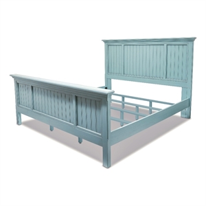 Sea Wind Florida Monaco Coastal Wood King Size Panel Bed in Blue