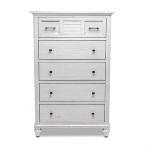 Sea Wind Florida Surfside Wood Chest with 5 Drawers in White