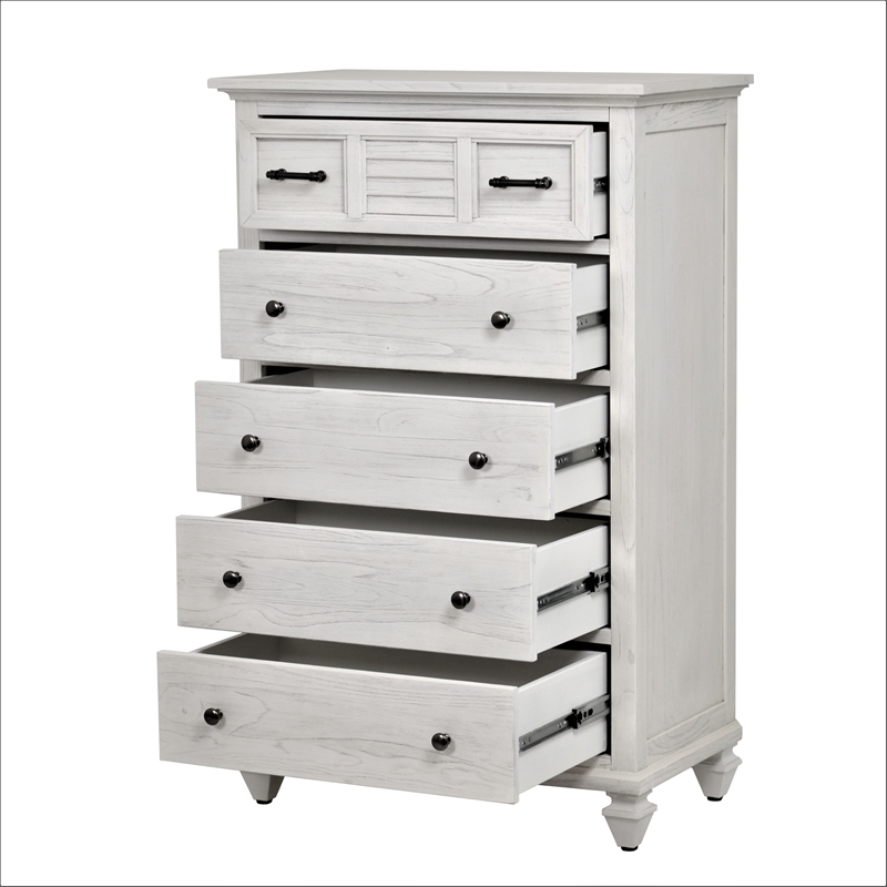 Sea Wind Florida Surfside Wood Chest with 5 Drawers in White