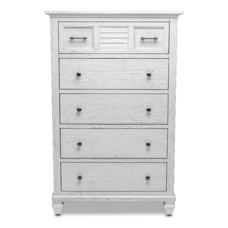 Sea Wind Florida Surfside Wood Chest with 5 Drawers in White