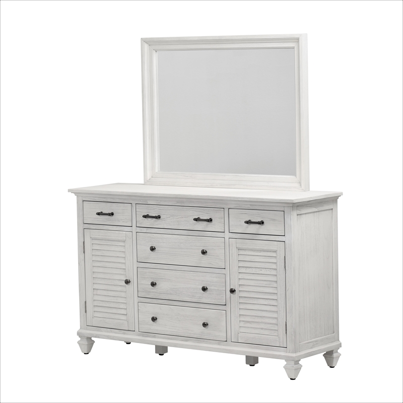 Sea Wind Florida Surfside Rectangle Coastal Wood Mirror in White