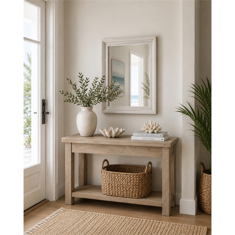 Sea Wind Florida Surfside Rectangle Coastal Wood Mirror in White