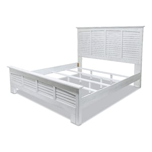 Sea Wind Florida Surfside Coastal Wood King Panel Bed in White
