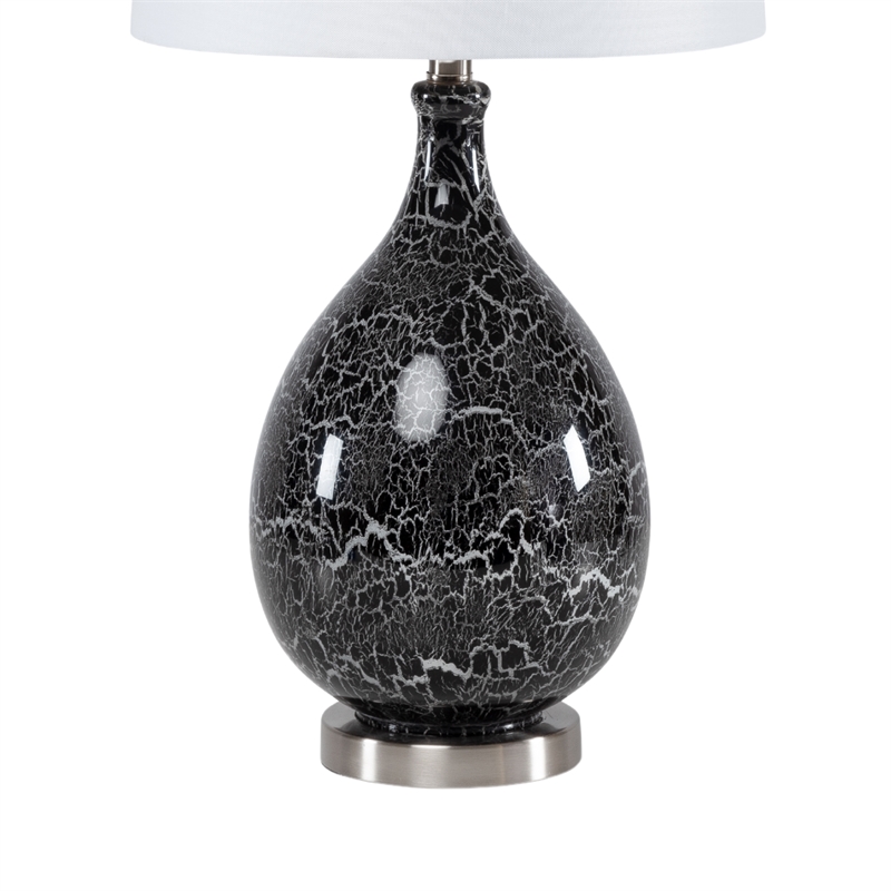 Lux Lighting  Glass Grey/Silver Timeless Table Lamps (Set of 2) 3-Way Switch