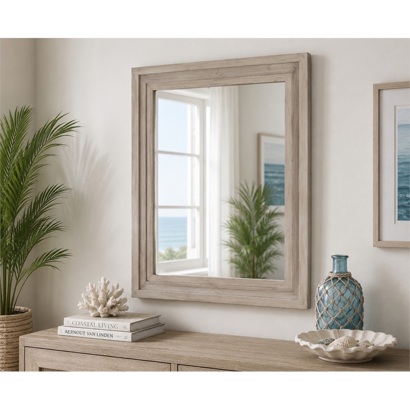 Sea Winds Trading Sea Winds Ocean Isles Mirror in Aged Ivory - Blue - Wood