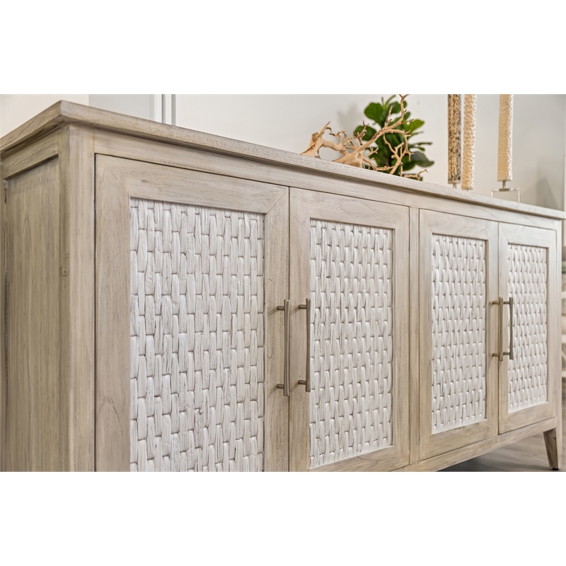 Sea Winds Tahiti - 4-Door Credenza - Coastal White - Wood - Piece Furniture