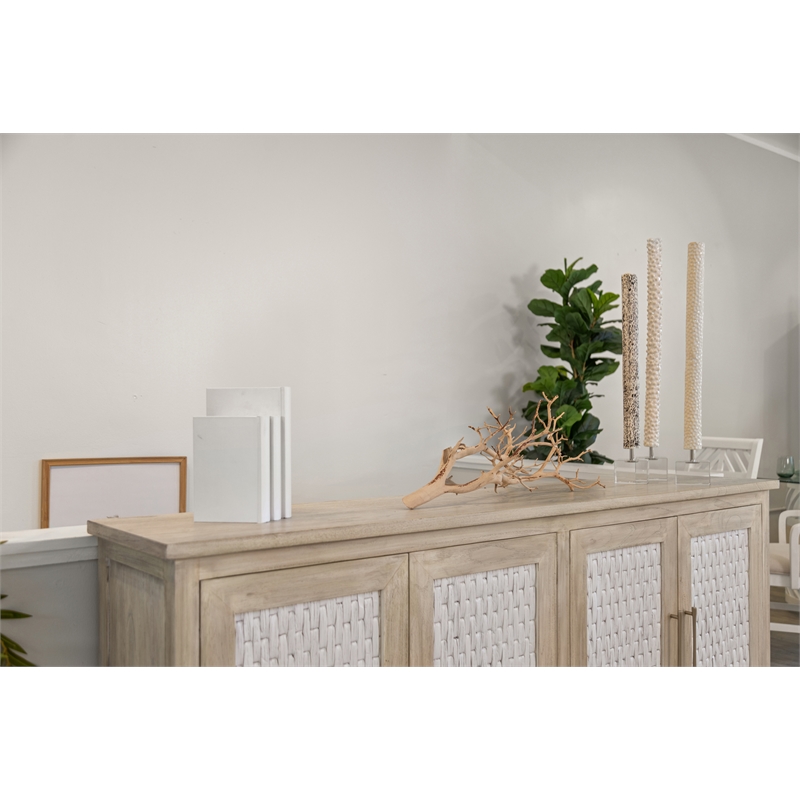 Sea Winds Tahiti - 4-Door Credenza - Coastal White - Wood - Piece Furniture