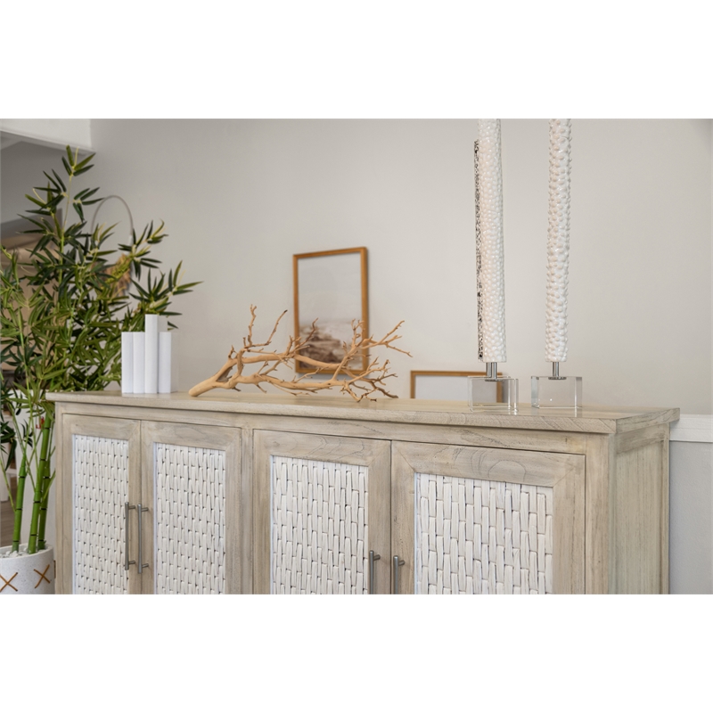 Sea Winds Tahiti - 4-Door Credenza - Coastal White - Wood - Piece Furniture