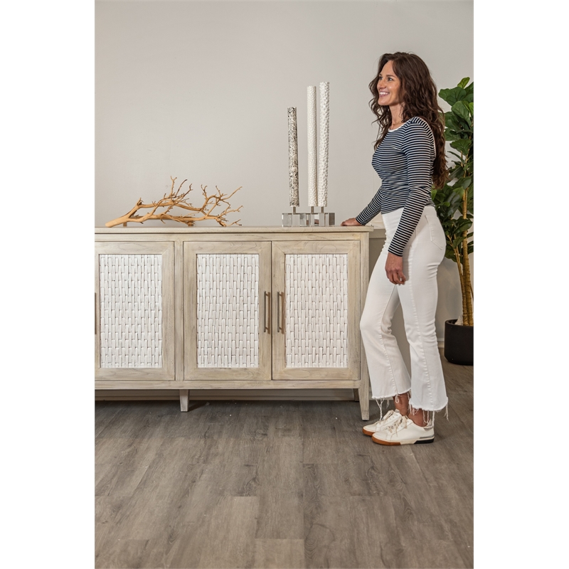 Sea Winds Tahiti - 4-Door Credenza - Coastal White - Wood - Piece Furniture