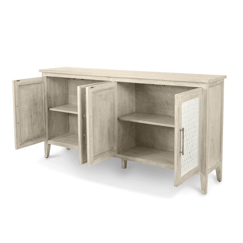 Sea Winds Tahiti - 4-Door Credenza - Coastal White - Wood - Piece Furniture