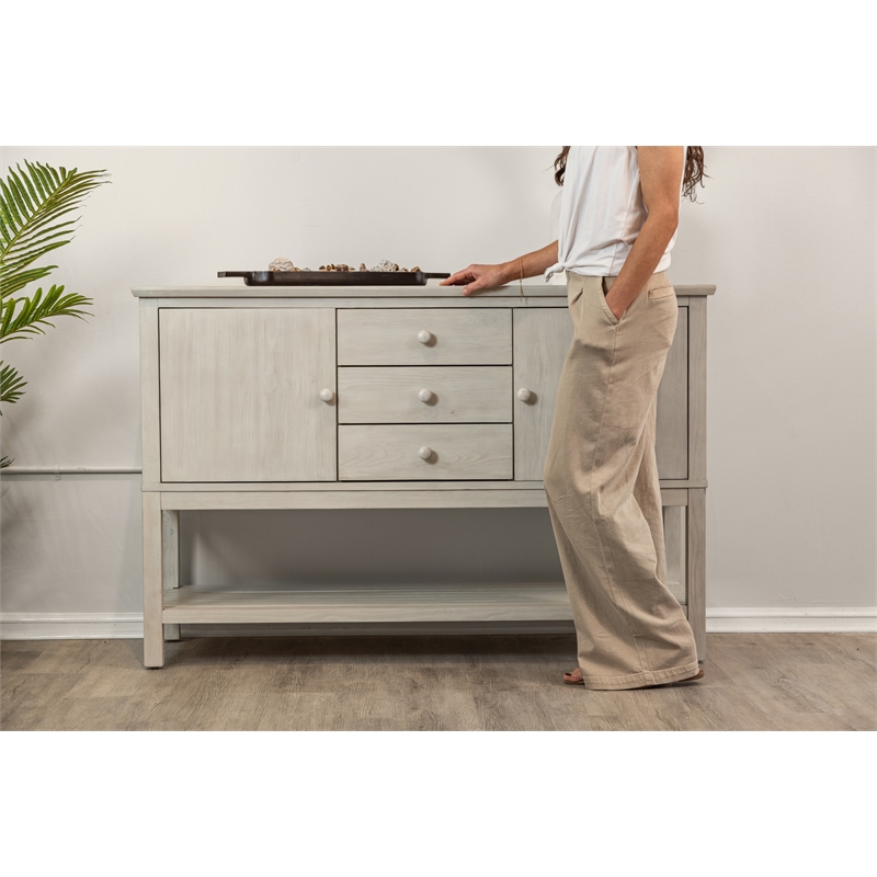 Sea Winds Geneva - 2-Door / 3-Drawer Credenza - Distressed White Finish