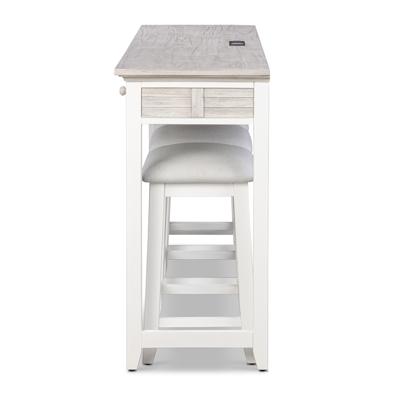 Sea Winds Islamorada - 3-Drawer Console and 3 Stools - White - Wood